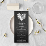 Menu Hanging Heart Tree Chalkboard Weddenschap<br><div class="desc">Deze trouwmenukaarten zijn voorzien van een romantische hangende boom, die binnenkort man en vrouw zal zijn, die in de vorm van een hart gekerfd is. Het effect van het karton achtergrond maakt deze menu's perfect voor om het even welk paar dat een chic moderne bruiloft plant. Deze menu's kunnen gemakkelijk...</div>