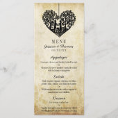 Menu Hanging Heart Tree Vintage Weddenschap (Voorkant)