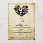 Menu Hanging Heart Tree Vintage Weddenschap (Voorkant)