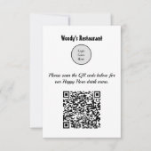 menu Happy Hour van het restaurant met QR-code (Voorkant)