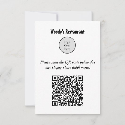 menu Happy Hour van het restaurant met QR-code (Voorkant)
