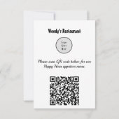 menu Happy Hour van het restaurant met QR-code (Achterkant)
