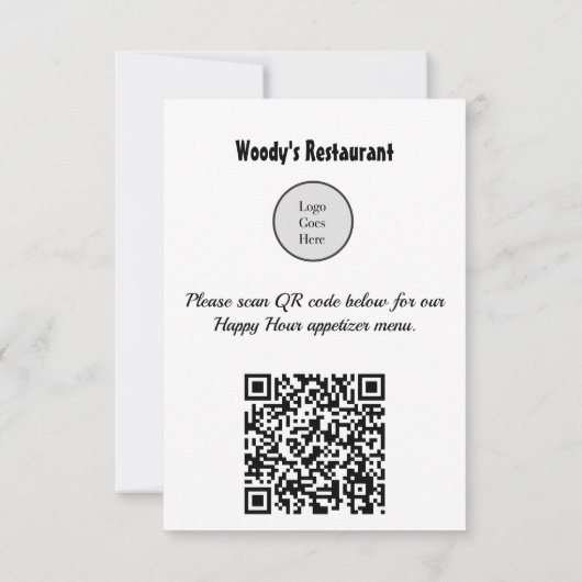 menu Happy Hour van het restaurant met QR-code (Achterkant)