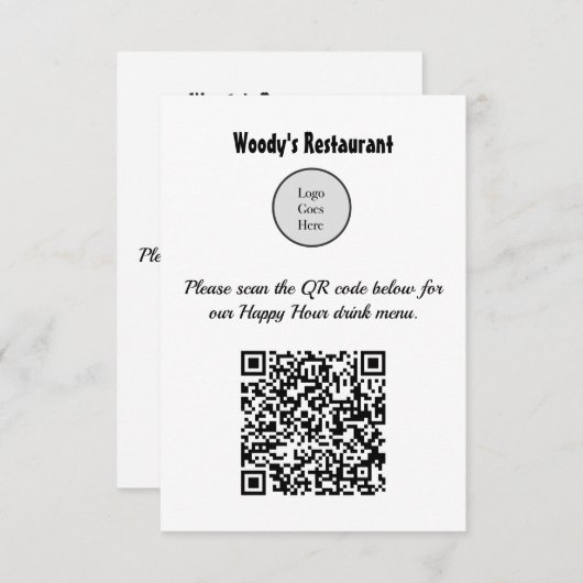 menu Happy Hour van het restaurant met QR-code (Voorkant / Achterkant)