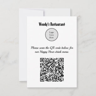 menu Happy Hour van het restaurant met QR-code
