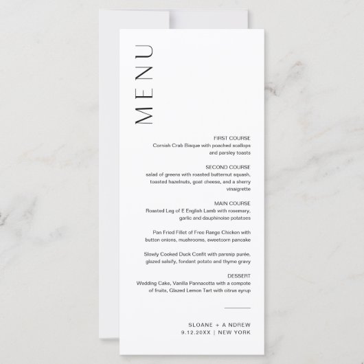 Menu HARLOW Minimalist Weddenschap 4x9 (Voorkant)