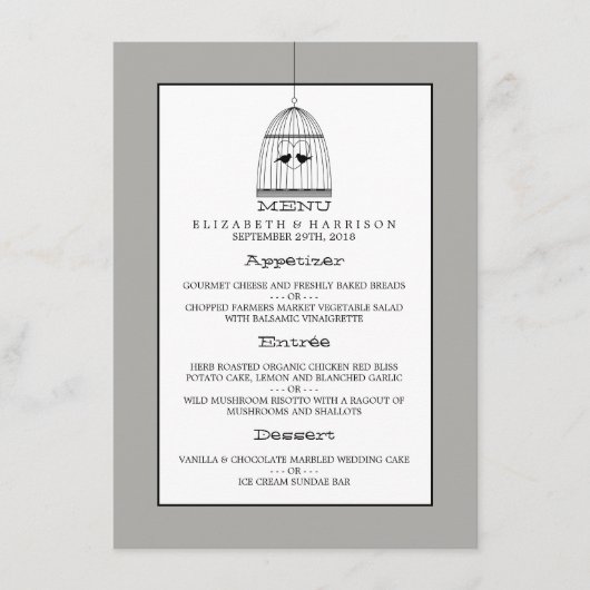 Menu  hartslag bruiloft (Voorkant)