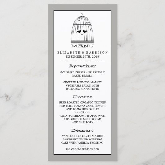 Menu hartslag bruiloft (Voorkant)