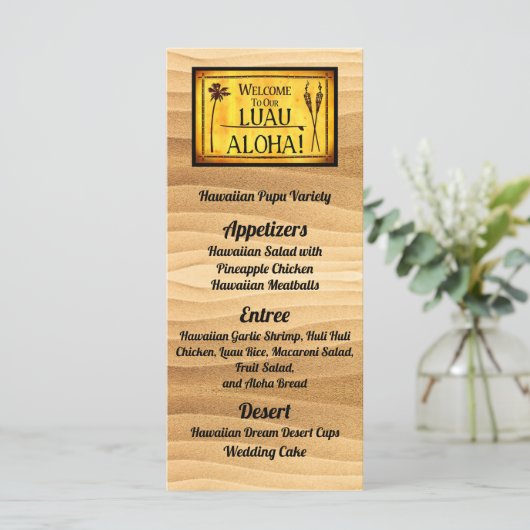 Menu Hawaiian Luau Wedding Flat (Staand voorkant)