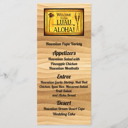 Menu Hawaiian Luau Wedding Flat (Voorkant)