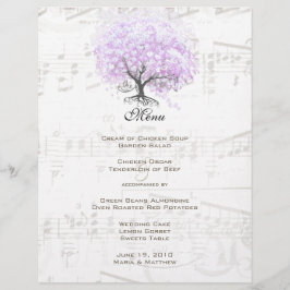 Menu Heart Leaf Lavender Tree Bird Wedding Menu