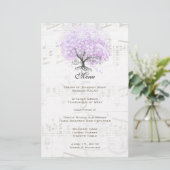 Menu Heart Leaf Lavender Tree  Bird Wedding Menu (Staand voorkant)