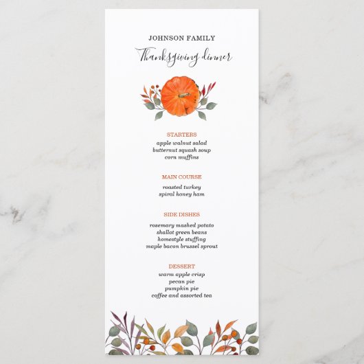 menu herfst-Thanksgiving pompoen (Voorkant)