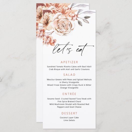 Menu herfst, Weddenschappen, Herfst Floral Menu (Voorkant / Achterkant)