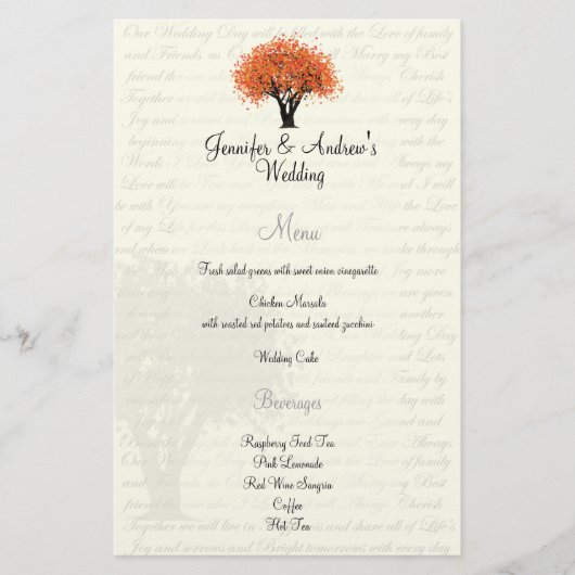 Menu Herfstdansende bloemen (Voorkant)