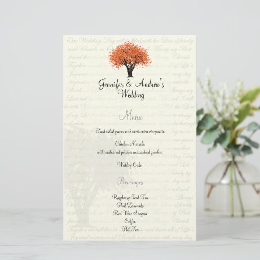 Menu Herfstdansende bloemen (Staand voorkant)