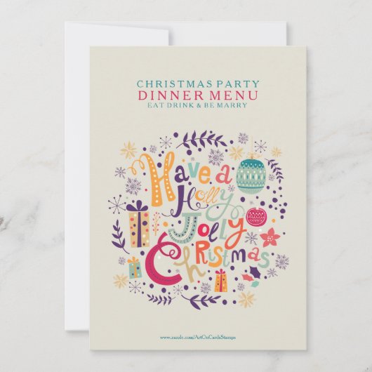 Menu Holly Jolly Kerstmis Kaart (Voorkant)
