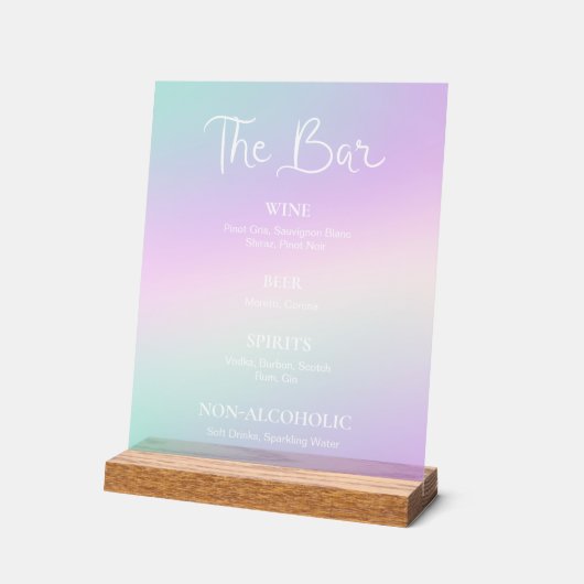 Menu Holografische balk Acryl Bord (Hoek)