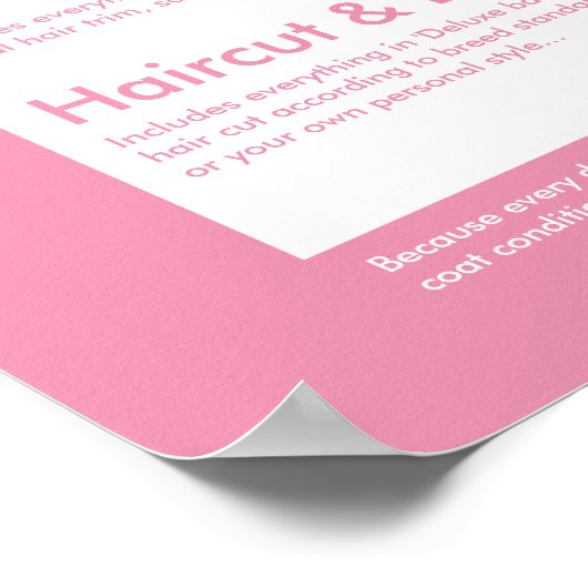 Menu Hondentrimsalon Roze Schattige Silhouet Poster (Hoek)