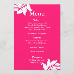 Menu Hot-Pink Damask Weddenschap