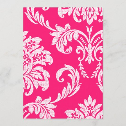 Menu Hot-Pink Damask Weddenschap (Achterkant)