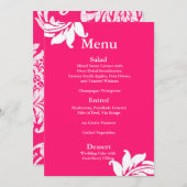 Menu Hot-Pink Damask Weddenschap (Voorkant / Achterkant)