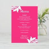 Menu Hot-Pink Damask Weddenschap (Staand voorkant)