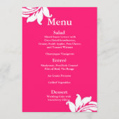 Menu Hot-Pink Damask Weddenschap (Voorkant)