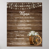 Menu - Houtsvat met Witte Bloemen Poster (Voorkant)