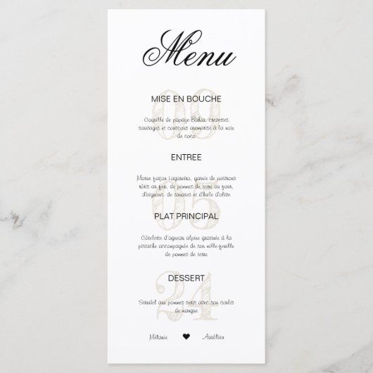 Menu (huwelijk) (Voorkant)