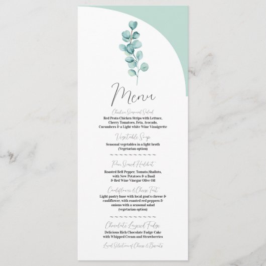 Menu Huwelijk Eucalyptus Moderne Receptie Groen (Voorkant)