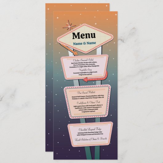 Menu Huwelijk Las Vegas Casino Receptie (Voorkant / Achterkant)