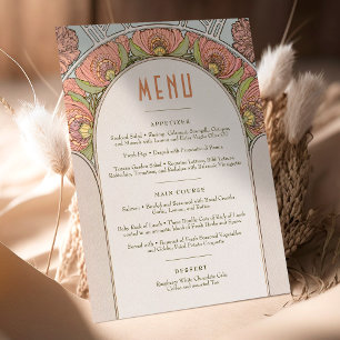 Menu Huwelijk Vintage Art Nouveau door Mucha Invit Kaart