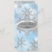 Menu Icy Blue Princess Winter Wonderland Sweet 16 (Voorkant / Achterkant)