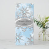 Menu Icy Blue Princess Winter Wonderland Sweet 16 (Staand voorkant)