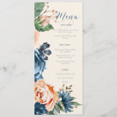 Menu ID584 rozen Blue/Peach Wedding (Voorkant)