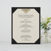 Menu Ivory Black en Gold Damask Wedding (Staand voorkant)