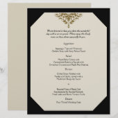 Menu Ivory Black en Gold Damask Wedding (Voorkant / Achterkant)
