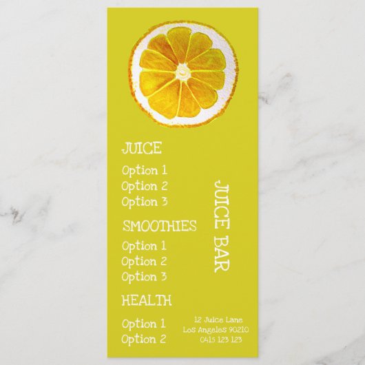 Menu Juice health drinken (Voorkant)