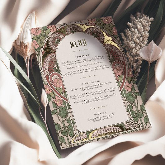 Menu Kaart Art Nouveau Huwelijk Gouden Accenten