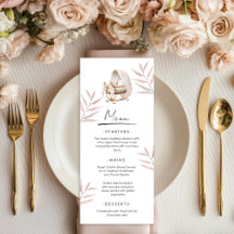 Menu Kaart Baby Shower Brunch Stof Roze Goud Verla
