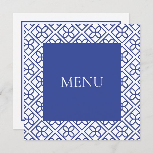 MENU KAART BLAUW EN WIT RAND (Voorkant / Achterkant)