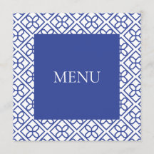 MENU KAART BLAUW EN WIT RAND