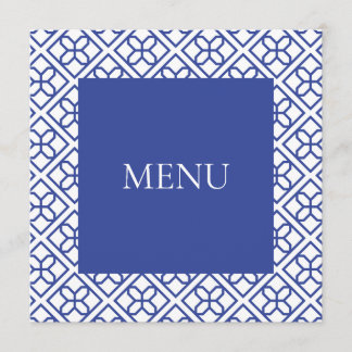 MENU KAART BLAUW EN WIT RAND