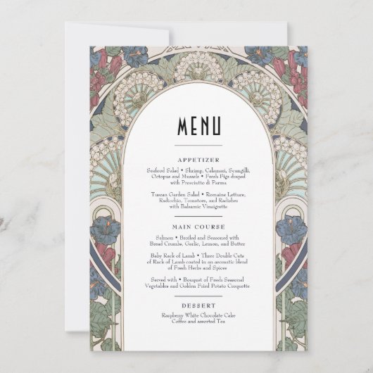 Menu Kaart Bourgogne Art Nouveau Mucha (Voorkant)