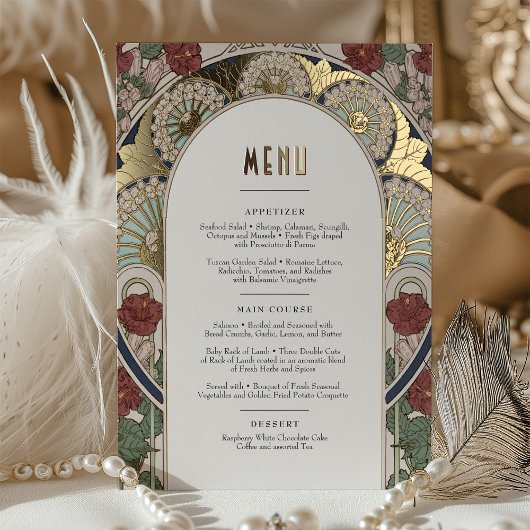 Menu Kaart Bourgogne Goud Art Nouveau Mucha