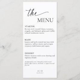 Menu Kaart bruiloft, Elegant dinermenu, minimalist