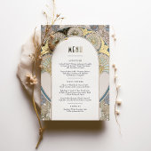 Menu Kaart Dusty Blue Gold Art Nouveau Mucha