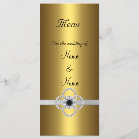 Menu Kaart Gold Silver Black Jewel Rack Kaart (Voorkant)