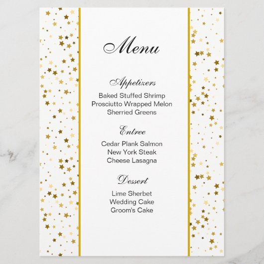 Menu Kaart-Golden Stars (Voorkant)
